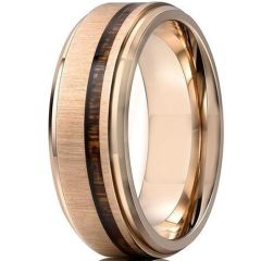 **COI Rose Tungsten Carbide Step Edges Ring With Wood-7001