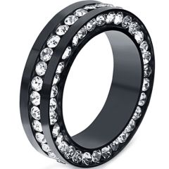 **COI Titanium Black/Gold Tone/Silver Ring With Cubic Zirconia-7037