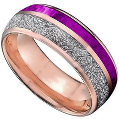 **COI Rose Titanium Purple Ceramic & Meteorite Dome Court Ring-7049
