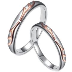 **COI Titanium Rose Silver Couple Wedding Band Ring-7108BB