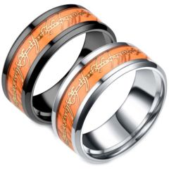 **COI Titanium Black/Silver Orange Lord Of Rings Ring Power The One Beveled Edges Ring-7150