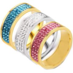 **COI Titanium Gold Tone/Silver Ring With Pink/White/Blue Cubic Zirconia-7156BB