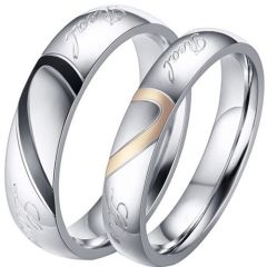 **COI Titanium Black/Rose Silver Real Love Ring With Heart-7173AA