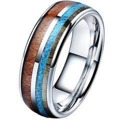 **COI Titanium Turquoise Wood Deer Antler Dome Court Ring-7187