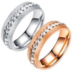 **COI Titanium Rose/Silver Sandblasted Ring With Cubic Zirconia-7226