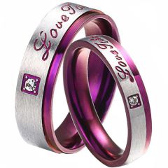 **COI Titanium Purple Silver Love Token Ring With Cubic Zirconia-7228