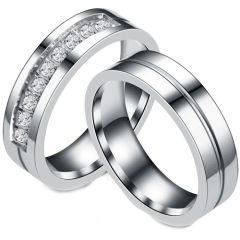 **COI Titanium Gold Tone/Silver Wedding Couple Ring-7348