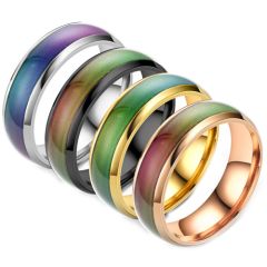 **COI Titanium Black/Gold Tone/Rose/Silver Rainbow Color Dome Court Ring-7366