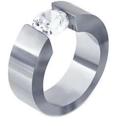 **COI Titanium Black/Gold Tone/Silver Solitaire Ring With Cubic Zirconia-7380