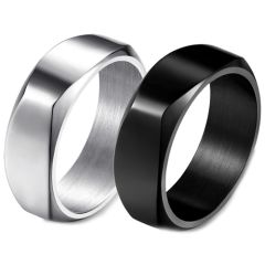 **COI Titanium Black/Silver Wedding Couple Ring-7385