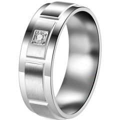 **COI Titanium Polished Matt Ring With Cubic Zirconia-7418