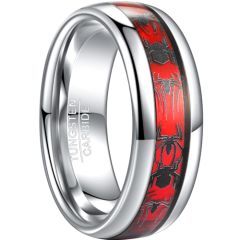 **COI Tungsten Carbide Black Red Spider Dome Court Ring-7480