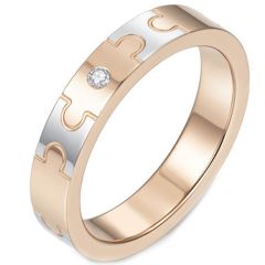 **COI Titanium Rose Silver Puzzle Ring With Genuine Diamond CTTW:0.005ct-7512