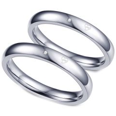 **COI Titanium Love & Heart Dome Court Ring With Genuine Diamond CTTW:0.005ct-7513