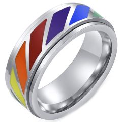 **COI Titanium Rainbow Color Step Edges Ring-7551