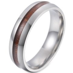 **COI Titanium Blue/Gold Tone/Black/Silver Dome Court Ring With Wood-7571