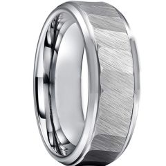 **COI Titanium Black/Silver Faceted Beveled Edges Ring-7566