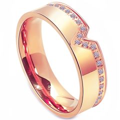 **COI Titanium Gold Tone/Rose/Silver V shaped Ring With Cubic Zirconia-7592