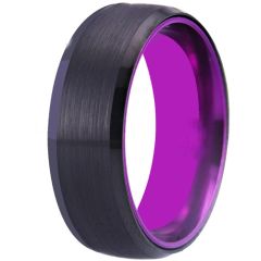 **COI Tungsten Carbide Black Purple Beveled Edges Ring-7650