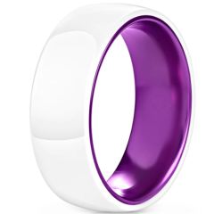 **COI Tungsten Carbide Purple White Ceramic Dome Court Ring-7654