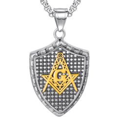COI Titanium Black/Gold Tone/Silver/Gold Tone Silver Masonic Freemason Pendant-7698