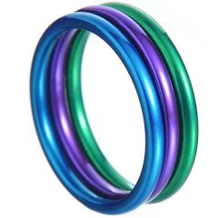 **COI Titanium Blue Purple Green Dome Court Ring-7763(A Set with Three Rings)