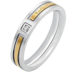 **COI Titanium Gold Tone Silver Endless Love Ring With Cubic Zirconia-7769