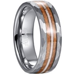 **COI Tungsten Carbide Faceted Ring With Wood & Deer Antler-7790