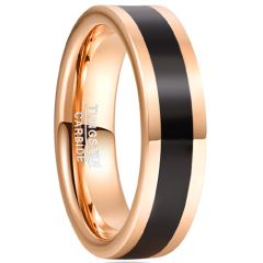 **COI Tungsten Carbide Rose Black Pipe Cut Flat Ring-7801