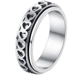 **COI Titanium Rotating Ring With Hearts-7815