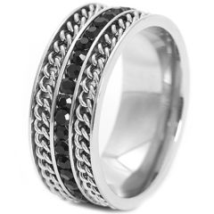 **COI Titanium Keychain Link Ring With Cubic Zirconia-7823