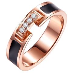 **COI Titanium Rose Black Ring With Cubic Zirconia-7854
