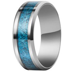 **COI Titanium Blue Meteorite Beveled Edges Ring-7876