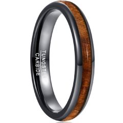 **COI Black Tungsten Carbide Dome Court Ring With Wood-7901
