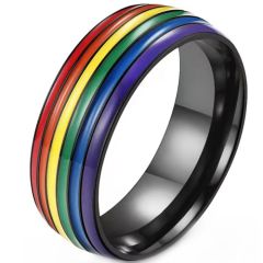 **COI Titanium Black/Gold Tone/Silver Rainbow Color Ring-7919