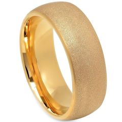 **COI Gold Tone Tungsten Carbide 6mm Sandblasted Dome Court Ring-7941BB