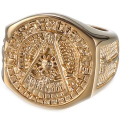 **COI Gold Tone Titanium Masonic Freemason Ring-7942BB
