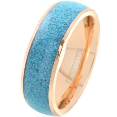 **COI Gold Tone Tungsten Carbide Turquoise Dome Court Ring-7950AA