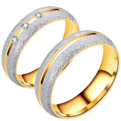 **COI Titanium Gold Tone Silver Couple Wedding Band Ring-7982AA