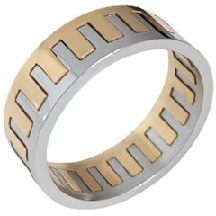 **COI Titanium Gold Tone Silver Puzzle Ring-7986AA