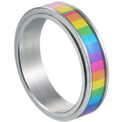 **COI Titanium Rainbow Color Step Edges Ring-7989AA