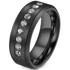 **COI Titanium Black/Gold Tone/Silver Ring With Cubic Zirconia-8038AA