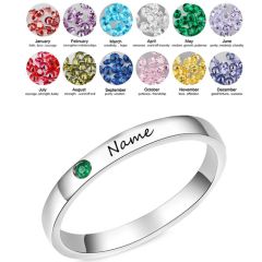 **COI Titanium Created Birth Stone Ring With Custom Name Engraving-8050AA