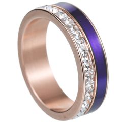 **COI Titanium Rose Blue Ring With Cubic Zirconia-8055AA