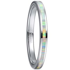 **COI Tungsten Carbide 3mm Abalone Shell Pipe Cut Flat Ring-8094AA