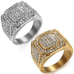 **COI Titanium Gold Tone/Silver Ring With Cubic Zirconia-8140AA