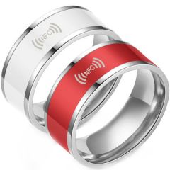 **COI Titanium Red/White Ceramic NFC Smart Ring-8174AA