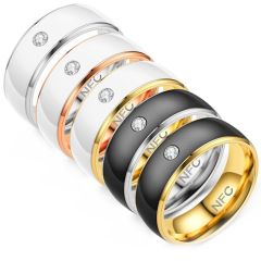 **COI Titanium NFC Smart Ring With White/Black Ceramic-8203AA
