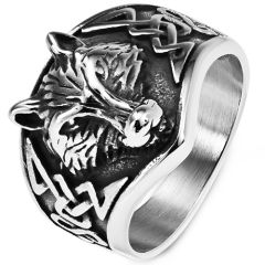 **COI Titanium Black/Silver Wolf Ring-8210AA