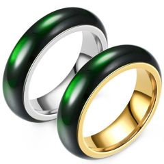 **COI Titanium Gold Tone/Silver Ring With Synthetic Jade-8237AA